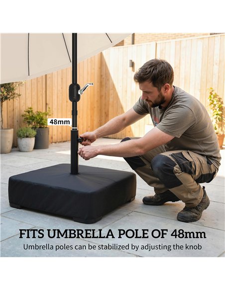 Outsunny Garden Parasol Base 80 kg Sand Filled Heavy Duty Stand for Cantilever Umbrellas and 48 mm Poles Black - pic 205240 | FastDaddyshop