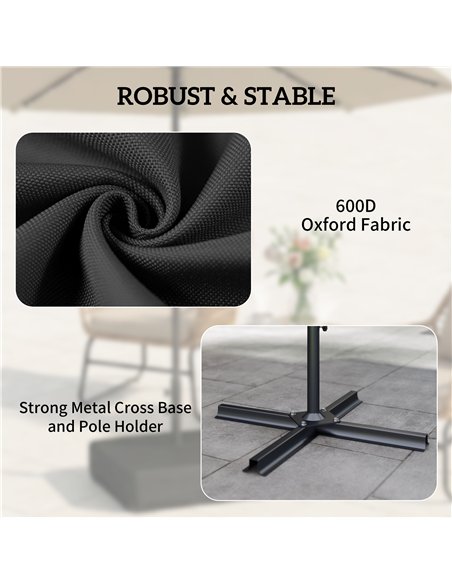 Outsunny Garden Parasol Base 80 kg Sand Filled Heavy Duty Stand for Cantilever Umbrellas and 48 mm Poles Black - pic 205241 | FastDaddyshop