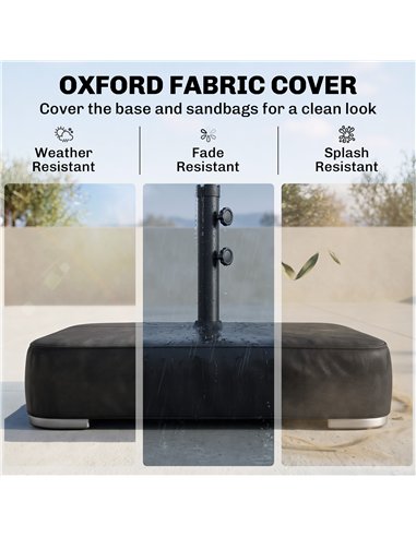 Outsunny Garden Parasol Base 80 kg Sand Filled Heavy Duty Stand for Cantilever Umbrellas and 48 mm Poles Black
