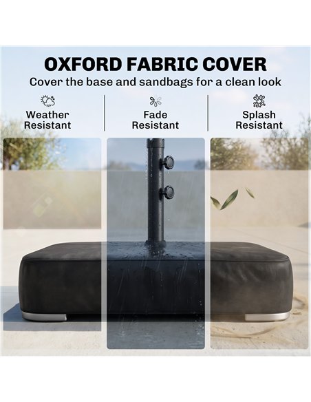 Outsunny Garden Parasol Base 80 kg Sand Filled Heavy Duty Stand for Cantilever Umbrellas and 48 mm Poles Black - pic 205242 | FastDaddyshop