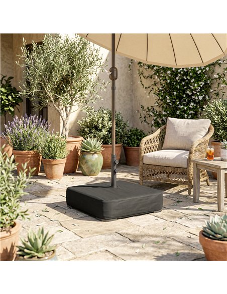 Outsunny Garden Parasol Base 80 kg Sand Filled Heavy Duty Stand for Cantilever Umbrellas and 48 mm Poles Black - pic 205243 | FastDaddyshop