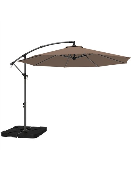 Outsunny 3m Overhanging Parasol, with Base, Weights and Cover - Coffee - pic 205245 | FastDaddyshop