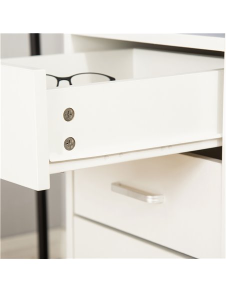 HOMCOM Computer Desk, Home Office Desk with Lockable Drawer, Storage Shelf for Study Bedroom, 110 x 50 x 76 cm, White - pic 20527 | FastDaddyshop