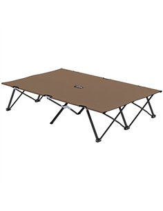 Outsunny Double Camping Cot Bed, with Bag - Khaki