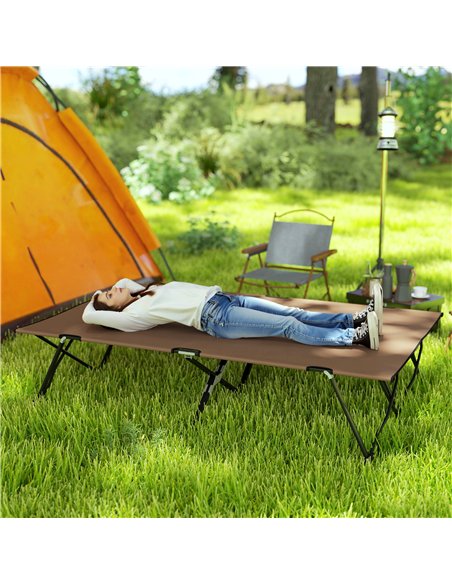 Outsunny Double Camping Cot Bed, with Bag - Khaki - pic 205282 | FastDaddyshop