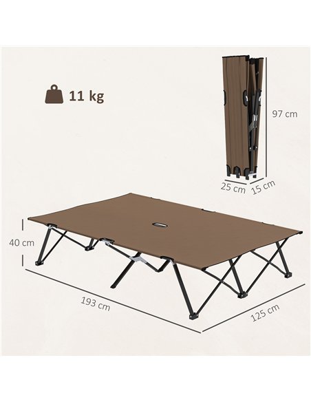 Outsunny Double Camping Cot Bed, with Bag - Khaki - pic 205283 | FastDaddyshop
