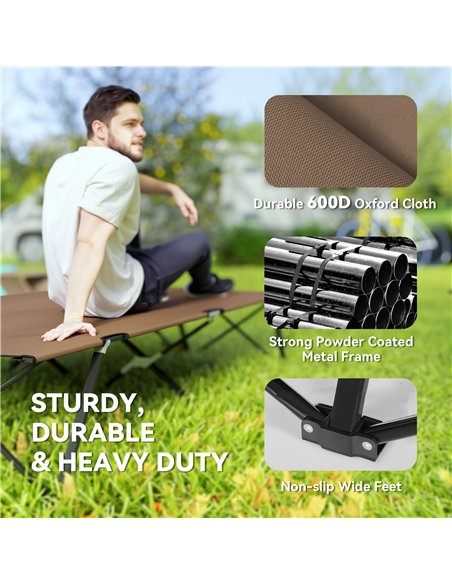 Outsunny Double Camping Cot Bed, with Bag - Khaki - pic 205284 | FastDaddyshop