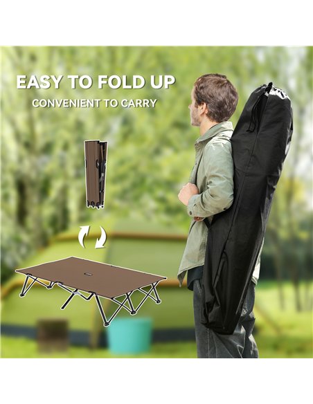 Outsunny Double Camping Cot Bed, with Bag - Khaki - pic 205285 | FastDaddyshop