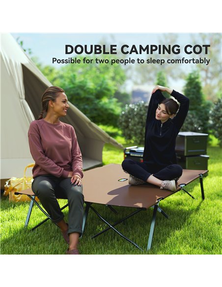 Outsunny Double Camping Cot Bed, with Bag - Khaki - pic 205286 | FastDaddyshop