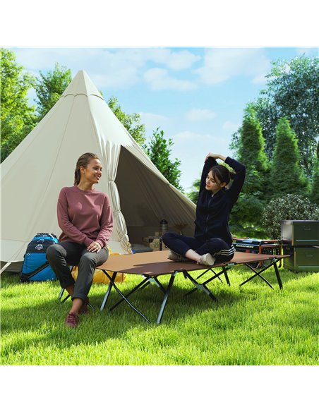 Outsunny Double Camping Cot Bed, with Bag - Khaki - pic 205288 | FastDaddyshop
