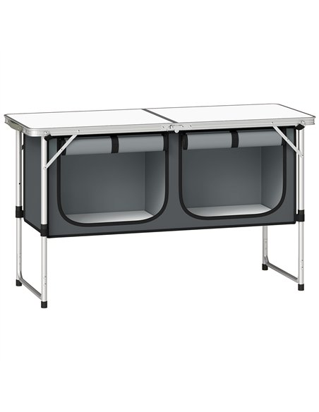 Outsunny Camping Cupboards Folding Portable Aluminium Camp Cook Station with Storage Cupboard for Outdoor BBQ - pic 205290 | FastDaddyshop