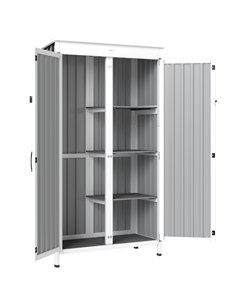 Outsunny Outdoor Storage Cabinet with Removable Shelves, Garden Tool Shed with Asphalt Roof, White and Black