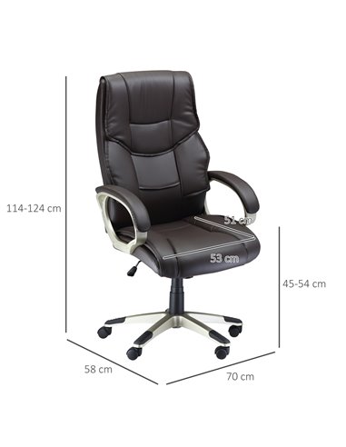 HOMCOM Home Office Computer Desk Chair with Faux Leather, Rocking Function, Brown