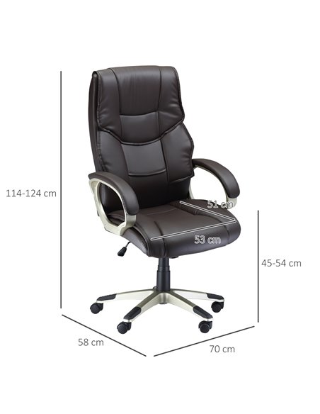 HOMCOM Home Office Computer Desk Chair with Faux Leather, Rocking Function, Brown - pic 20530 | FastDaddyshop