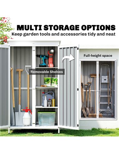 Outsunny Outdoor Storage Cabinet with Removable Shelves, Garden Tool Shed with Asphalt Roof, White and Black