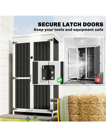 Outsunny Outdoor Storage Cabinet with Removable Shelves, Garden Tool Shed with Asphalt Roof, White and Black - pic 205305 | FastDaddyshop