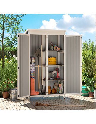 Outsunny Outdoor Storage Cabinet with Removable Shelves, Garden Tool Shed with Asphalt Roof, White and Black