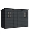 Outsunny 10 x 4 ft Resin Garden Shed, Outdoor Storage Shed with Floor, Windows, Lockable Doors and Vents, Dark Grey