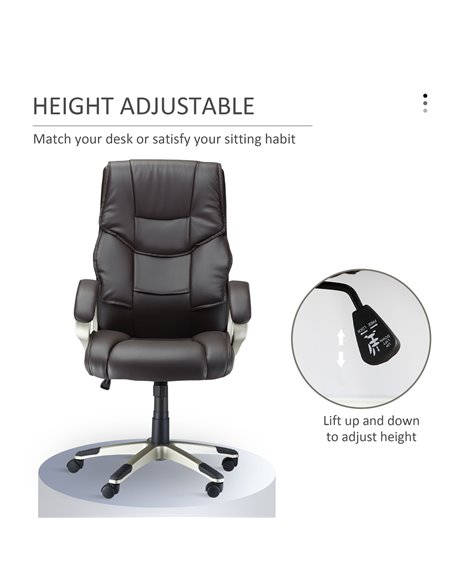 HOMCOM Home Office Chair High Back Computer Desk Chair with Faux Leather Adjustable Height Rocking Function Brown - pic 20531 | FastDaddyshop
