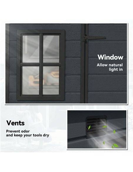 Outsunny 10 x 4 ft Resin Garden Shed, Outdoor Storage Shed with Floor, Windows, Lockable Doors and Vents, Dark Grey - pic 205312 | FastDaddyshop