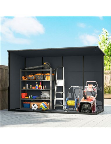 Outsunny 10 x 4 ft Resin Garden Shed, Outdoor Storage Shed with Floor, Windows, Lockable Doors and Vents, Dark Grey