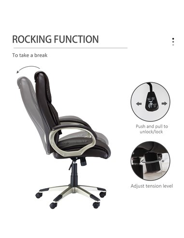HOMCOM Home Office Computer Desk Chair with Faux Leather, Rocking Function, Brown