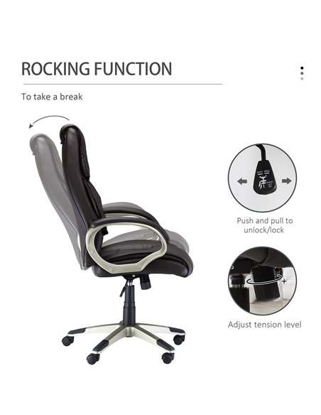 HOMCOM Home Office Computer Desk Chair with Faux Leather, Rocking Function, Brown - pic 20532 | FastDaddyshop