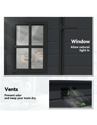 Outsunny 10 x 6 ft Resin Garden Shed, Outdoor Storage Shed with Floor, Windows, Lockable Doors and Vents, Dark Grey