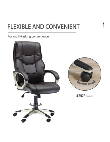 HOMCOM Home Office Chair High Back Computer Desk Chair with Faux Leather Adjustable Height Rocking Function Brown
