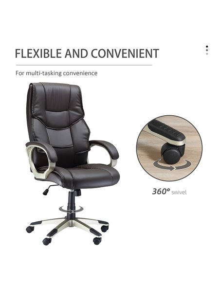 HOMCOM Home Office Chair High Back Computer Desk Chair with Faux Leather Adjustable Height Rocking Function Brown - pic 20533 | FastDaddyshop