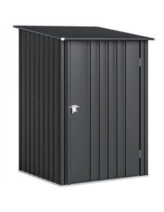 Outsunny 3.3 x 3.4ft Lean To Steel Garden Shed, with Locking Door - Dark Grey