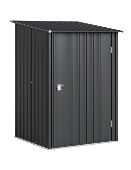 Outsunny 3.3 x 3.4ft Lean To Steel Garden Shed, with Locking Door - Dark Grey - pic 205335 | FastDaddyshop