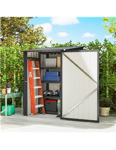 Outsunny 3.3 x 3.4ft Lean To Steel Garden Shed, with Locking Door - Dark Grey 2