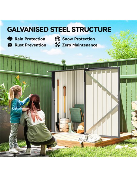 Outsunny 3.3 x 3.4ft Lean To Steel Garden Shed, with Locking Door - Dark Grey - pic 205338 | FastDaddyshop