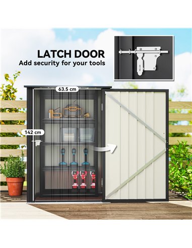 Outsunny 3.3 x 3.4ft Lean To Steel Garden Shed, with Locking Door - Dark Grey