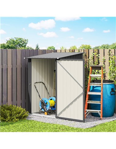 Outsunny 3.3 x 3.4ft Lean To Steel Garden Shed, with Locking Door - Dark Grey