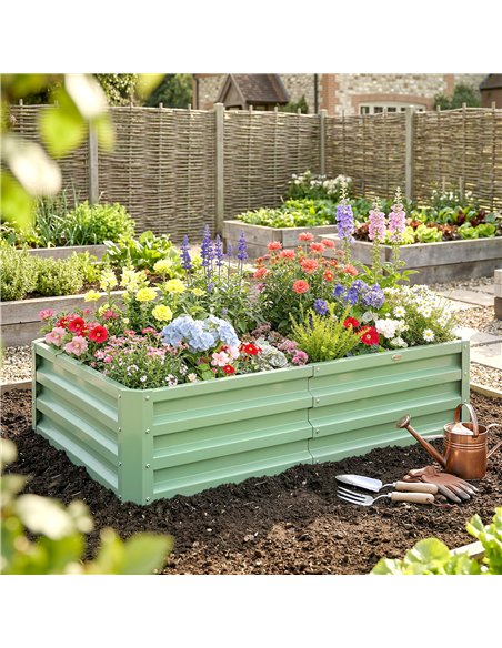 Outsunny Raised Beds for Garden, Galvanised Outdoor Planters, for Herbs and Vegetables, Use for Patio, Garden, Balcony - pic 205345 | FastDaddyshop
