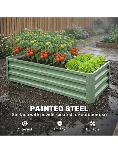 Outsunny Raised Beds for Garden, Galvanised Outdoor Planters, for Herbs and Vegetables, Use for Patio, Garden, Balcony