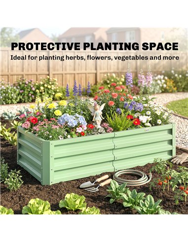 Outsunny Raised Beds for Garden, Galvanised Outdoor Planters, for Herbs and Vegetables, Use for Patio, Garden, Balcony
