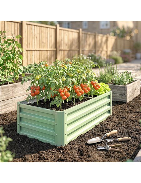 Outsunny Raised Beds for Garden, Galvanised Outdoor Planters, for Herbs and Vegetables, Use for Patio, Garden, Balcony - pic 205351 | FastDaddyshop