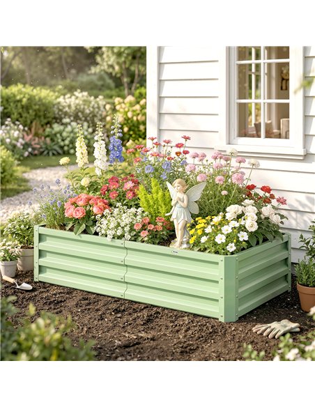 Outsunny Raised Beds for Garden, Galvanised Outdoor Planters, for Herbs and Vegetables, Use for Patio, Garden, Balcony - pic 205352 | FastDaddyshop