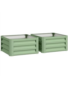 Outsunny Set of Two 60 x 60cm Steel Planter Boxes - Light Green