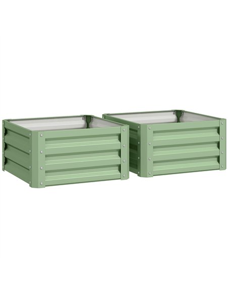 Outsunny Set of Two 60 x 60cm Steel Planter Boxes - Light Green - pic 205353 | FastDaddyshop