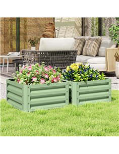 Outsunny Set of Two 60 x 60cm Steel Planter Boxes - Light Green 2