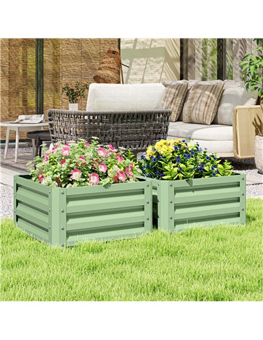 Outsunny Set of Two 60 x 60cm Steel Planter Boxes - Light Green