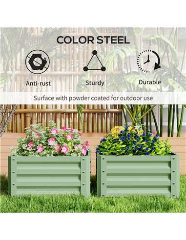 Outsunny Set of Two 60 x 60cm Steel Planter Boxes - Light Green