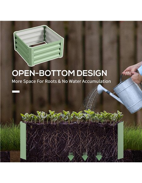 Outsunny Set of Two 60 x 60cm Steel Planter Boxes - Light Green - pic 205358 | FastDaddyshop