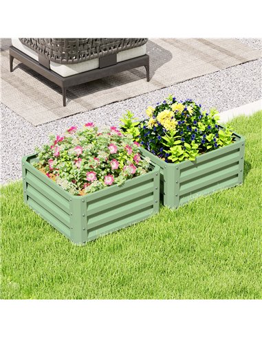 Outsunny Set of Two 60 x 60cm Steel Planter Boxes - Light Green