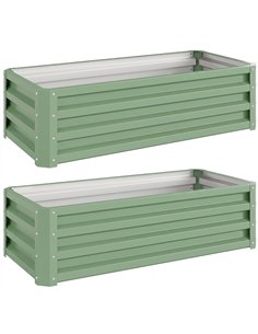 Outsunny Set of Two 110 x 50cm Steel Planter Boxes -  Light Green