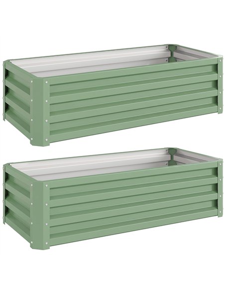 Outsunny Set of Two 110 x 50cm Steel Planter Boxes -  Light Green - pic 205362 | FastDaddyshop